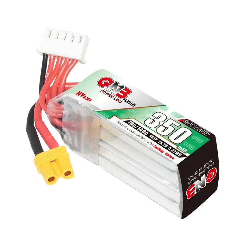 Batterie Lipo pour Drone RC FPV GNB 4S1P, 15.2V, 350mAh, pour Mini Quadcopter FPV, Modèle d'Avion UAV, Hélicoptère 70C 15.2V