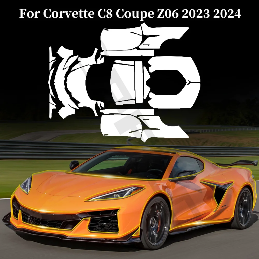 

For Corvette C8 Coupe Z06 2023 2024 TPU Anti-scratch Paint Protection Film Pre-cut PPF Clear Bra Resistant Invisible Repairable