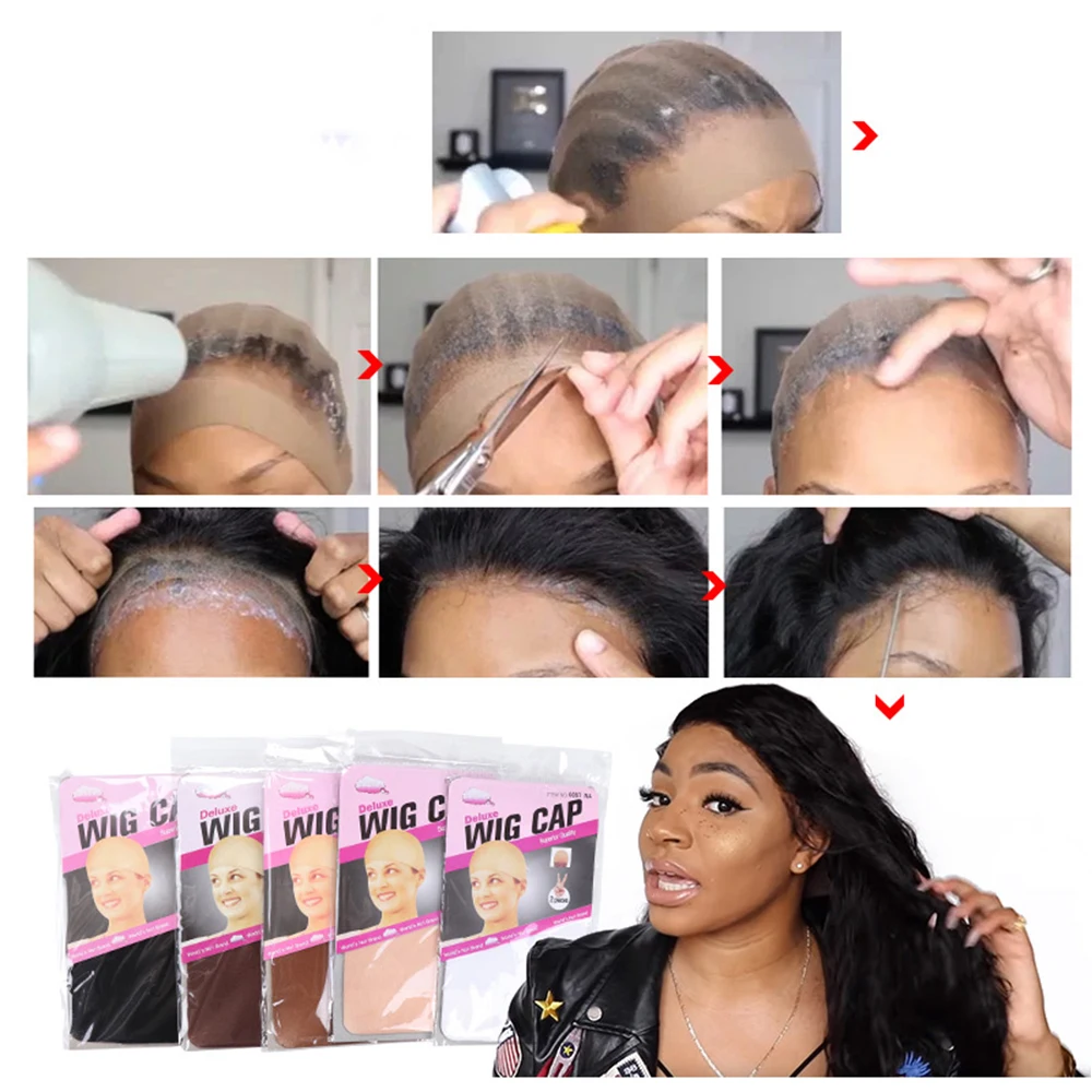 2Pcs/Lot Fashion Skin Color Stocking Brown Black Stretchable Beige Weaving Wig Cap Hairnets Hair Net Hair Accessories