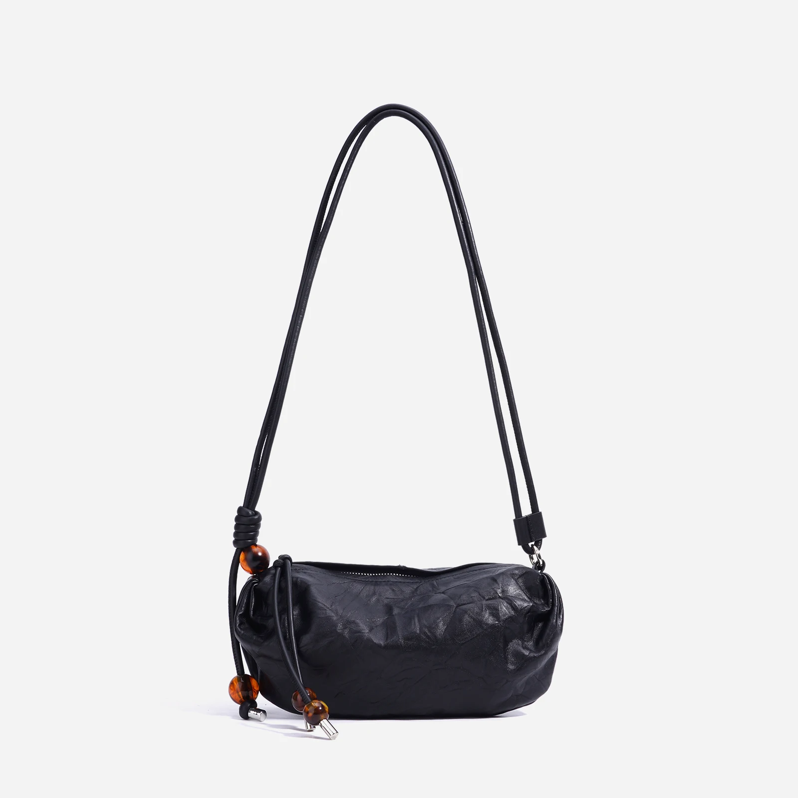 

2025 New Women Fashionable Simple Beaded Shoulder Bag Hand Grab Commuter Chinese Black Crossbody Women's Designer Luxury Bag