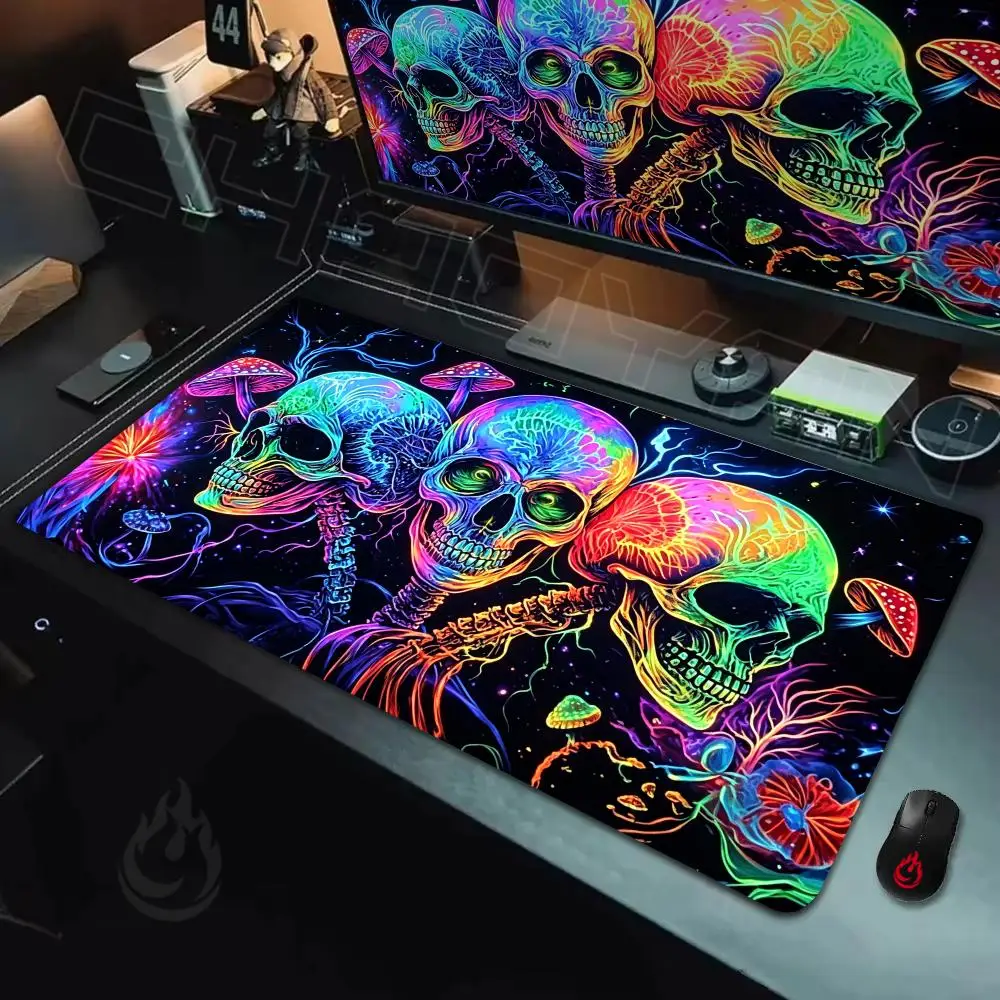 Neon Mushroom Skeleton Mouse Pad Large Computer Office Game Table Mats Rubber Anti-slip XXL Mouse Mat HDP Long Desk Pads