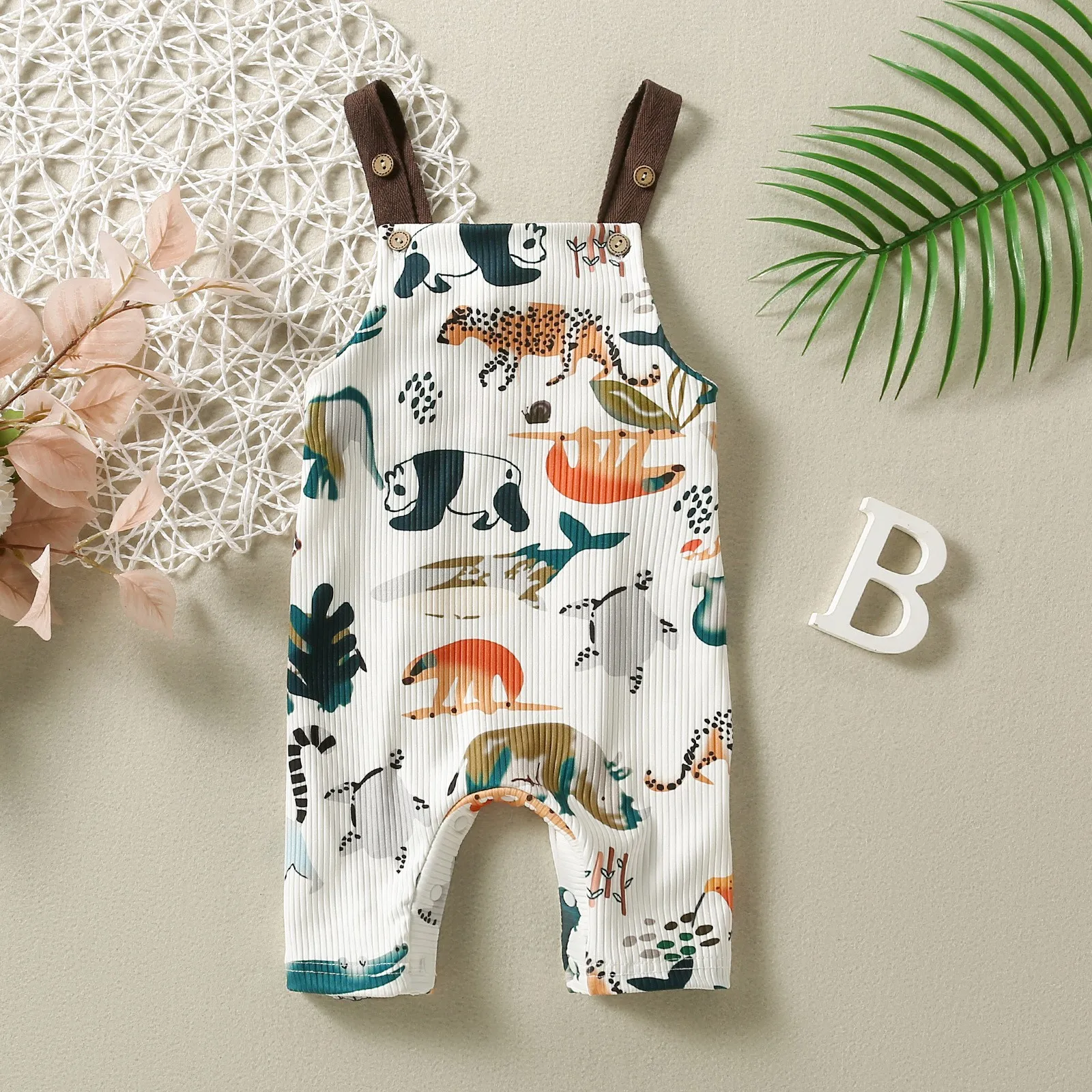 Baby-Jungen-Overall mit Tiermuster, Säuglingskleidung, Overall mit Trägern, süßes Kleinkind-Outfit