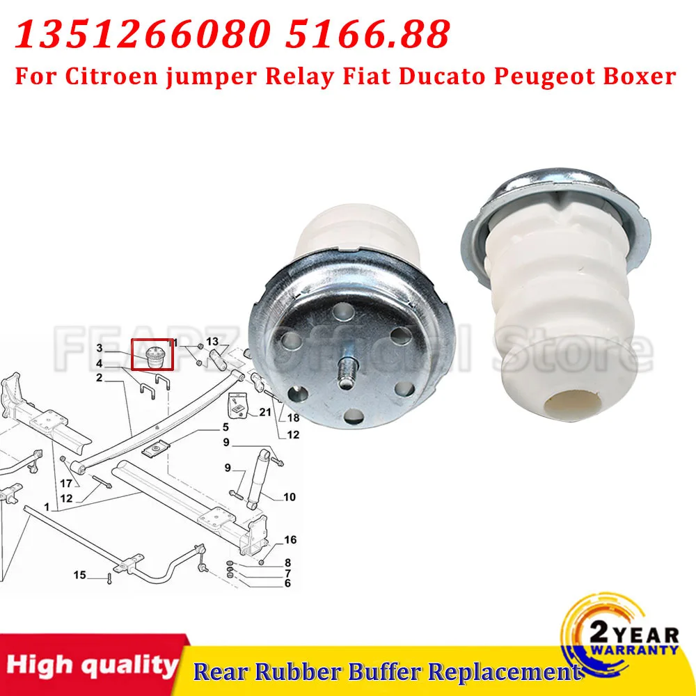 1351266080 5166.88 A Pair Rear Rubber Buffer Replacement for Jumper Ducato 250 Boxer ABS Car Accessories