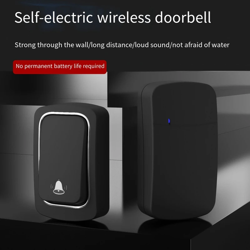 New Self Powered Wireless Doorbell No Battery Waterproof Door Bell Chime Ring Elderly Caller Home Security Device