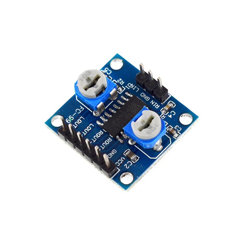 

PAM8406 Amplifier Board with Volume Potentiometer Binaural Stereo No Noise 5Wx2 HW-301