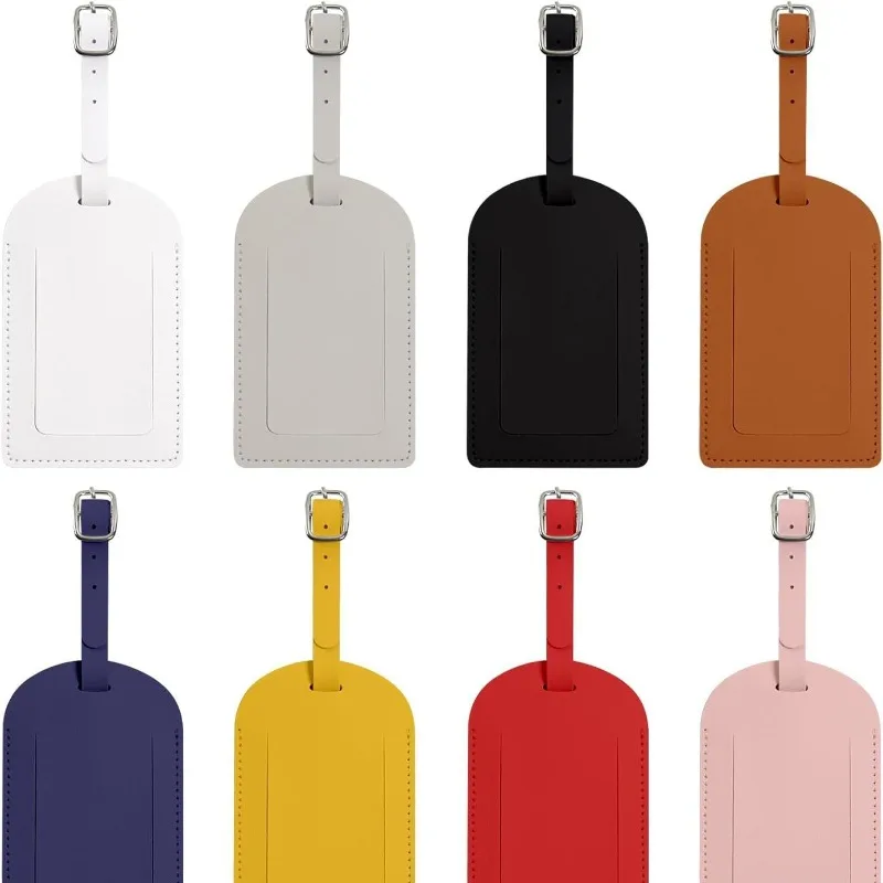 Thickened Multi-color Pu Leather Square Boarding Pass Flip Creative Suitcase Hang Tag Leather Luggage Tag