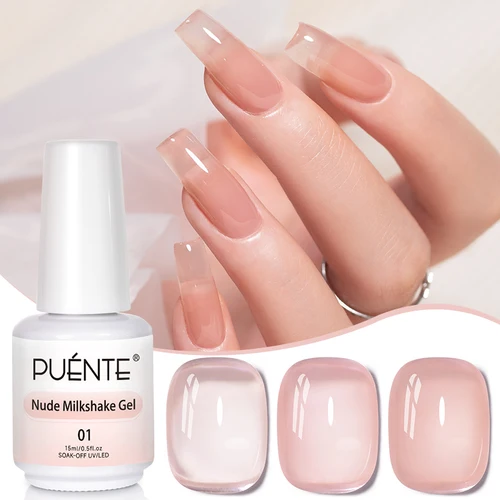 PUENTE-esmalte de uñas en Gel con batido desnudo, efecto de hielo translúcido, gelatina rosa para uñas, barniz semipermanente UV para manicura