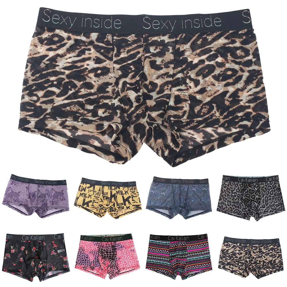 

Underpant Bra Pantys Underpants Underwear Sexy Men\\'s Ice Silk Mesh Boxer Briefs See Through Bikini Shorts Underwear