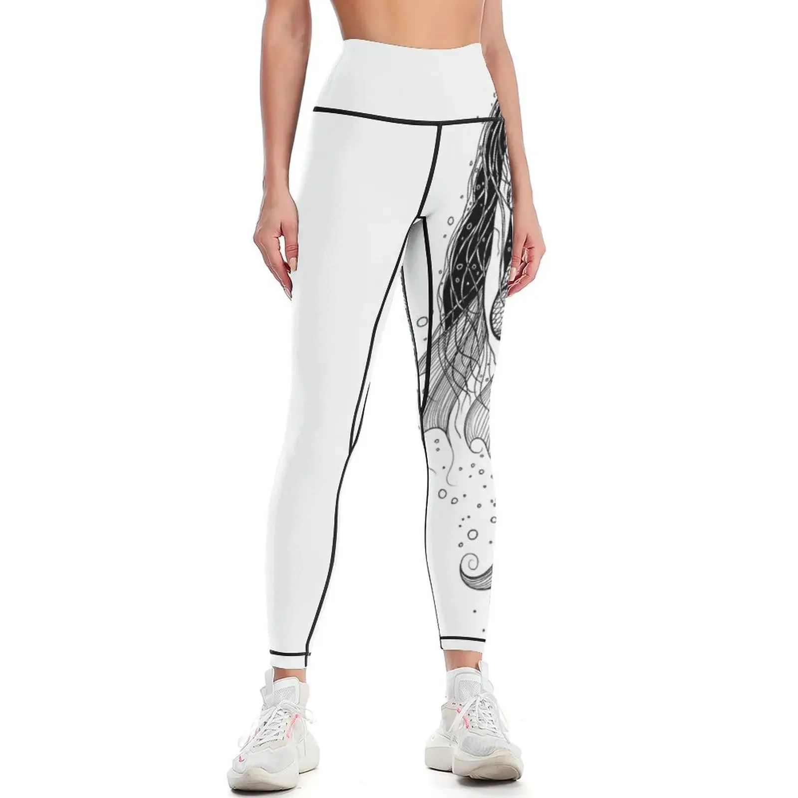 

Swimming sea mermaid with long beautiful hair Leggings gym's sportswear jogging pants sport pants Womens Leggings