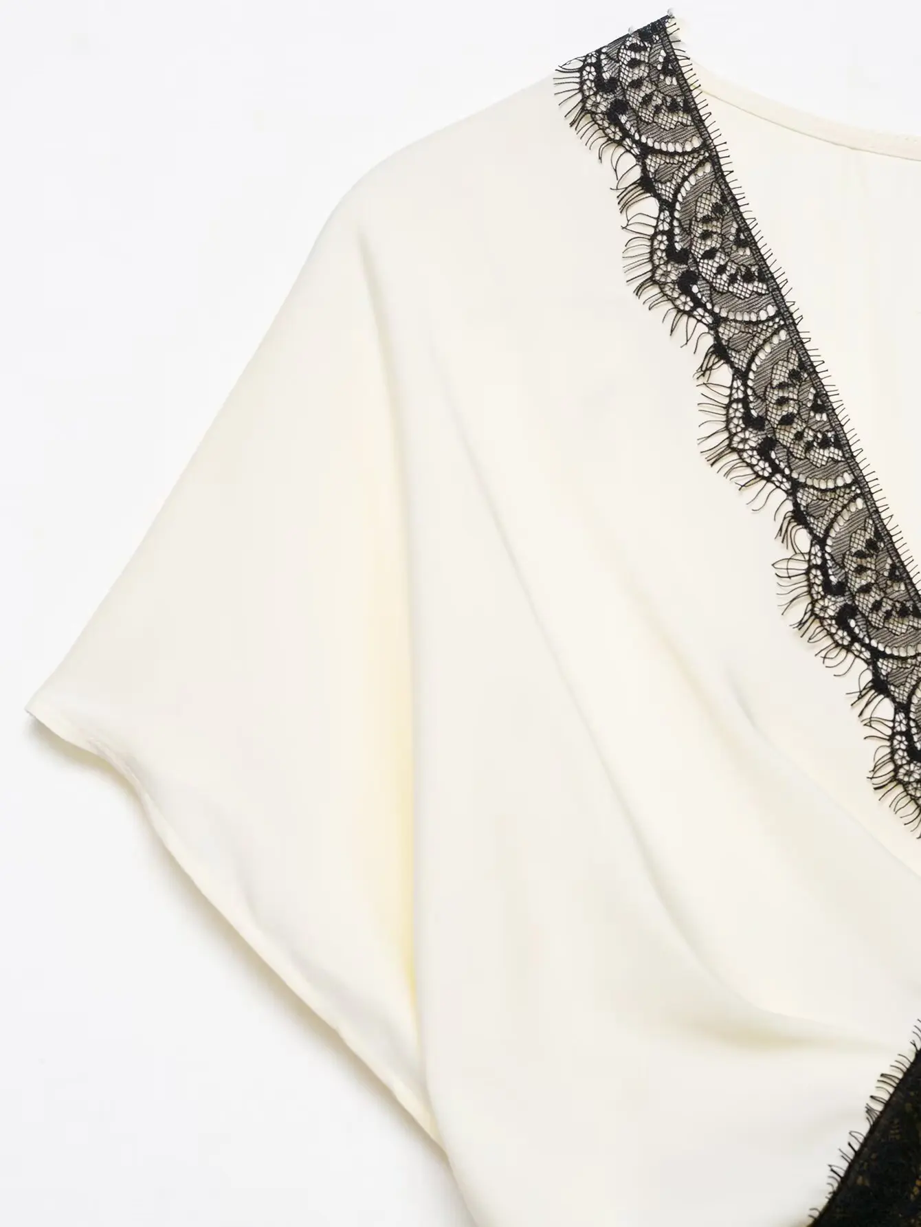 BSAY mujer cuello pico manga corta otoño nuevo artículo 2025 encaje contrastante textura de seda vestido MIDI vestido largo de noche francés