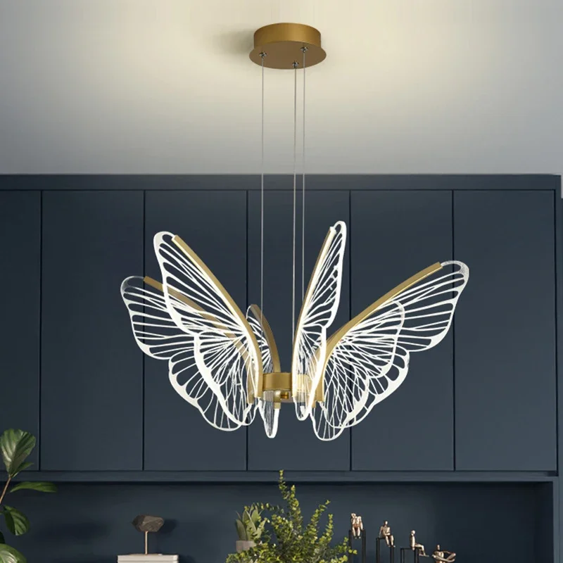 

Butterfly Bedroom Chandelier Creativity Minimalist Dining Room Kitchen Chandeliers Dining Table Light Modern Led Hanging Lamp