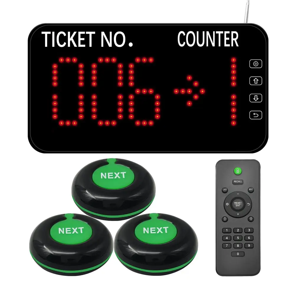 Ticket Number Machine Wireless Queue Management System LED Counter Monitor Next Button for Bank Supermarket Hospital Outpatient