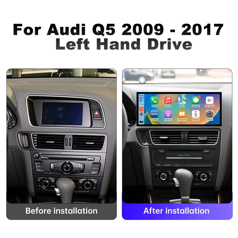 12.3 Inch Navi for Audi Q5 2009 - 2017 Car Radio Android 16 Multimedia Video Player HD Touch Screen Wireless Carplay QLED Screen