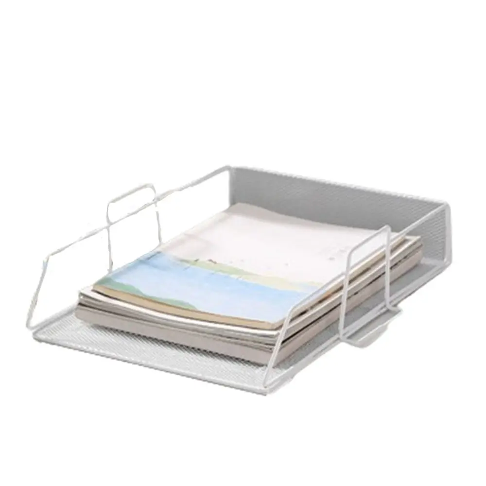 

Single Layer File Storage Rack Stackable Space Saving Letter Tray Organizer a4 Durable Desktop Document Shelf Office Supplies