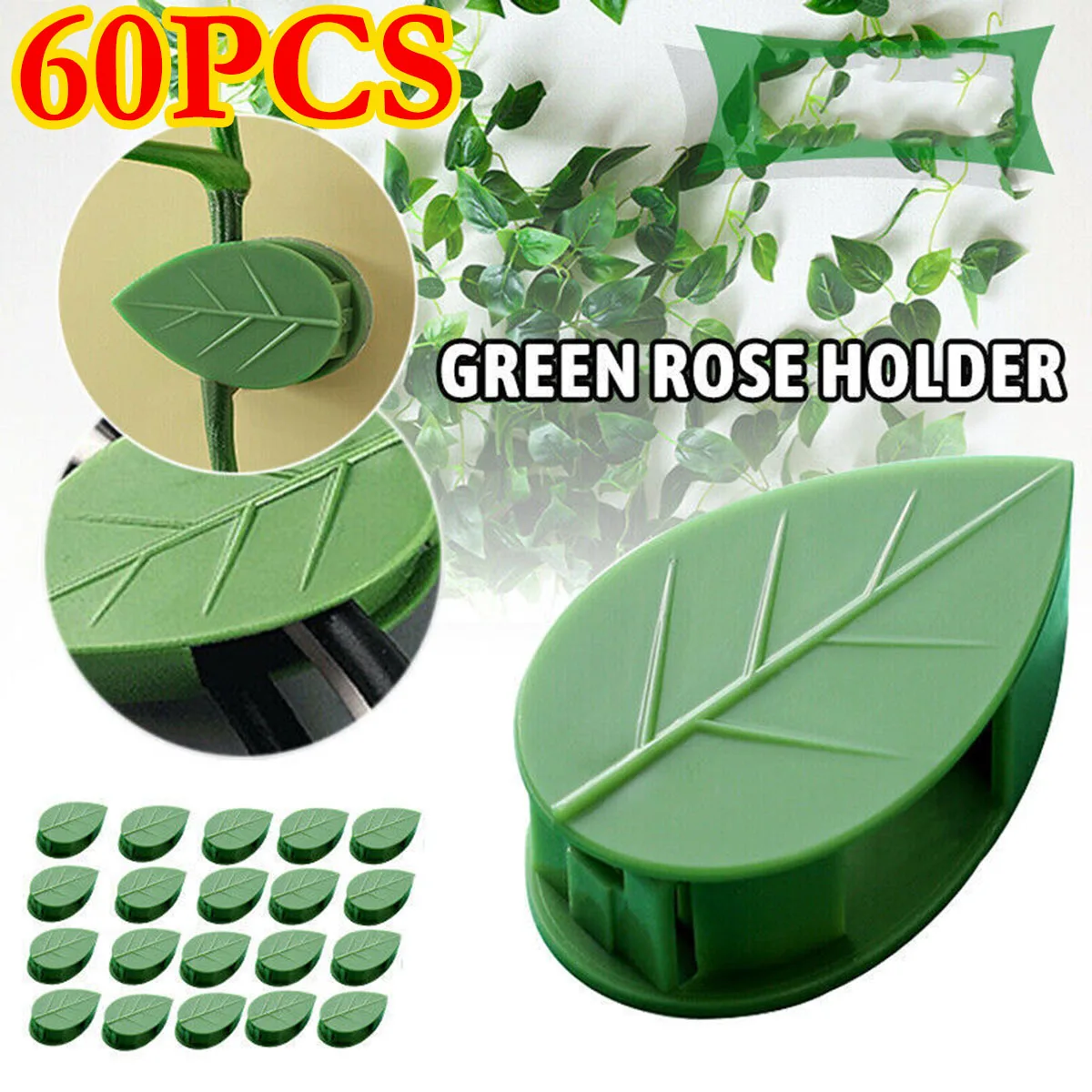 

60Pcs Invisible Plant Climbing Wall Fixture Clips Acrylic Sticker Self-Adhesive Hooks Plants Vine Traction Holder Indoor Outdoor