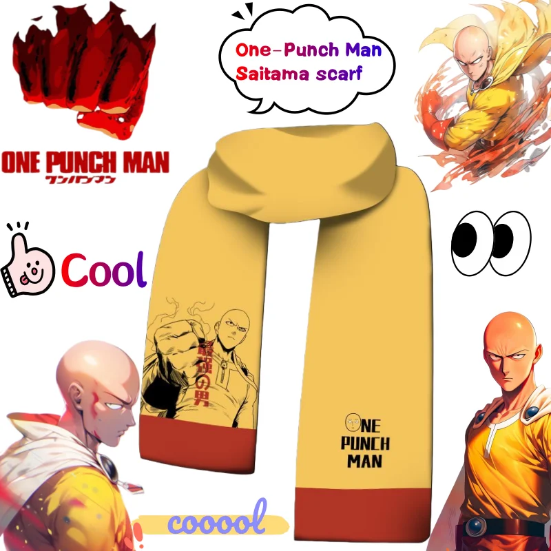 

One-Punch Man Saitama scarf creative high-value 2D print thickened warm autumn and winter double-sided short plush neck warmer