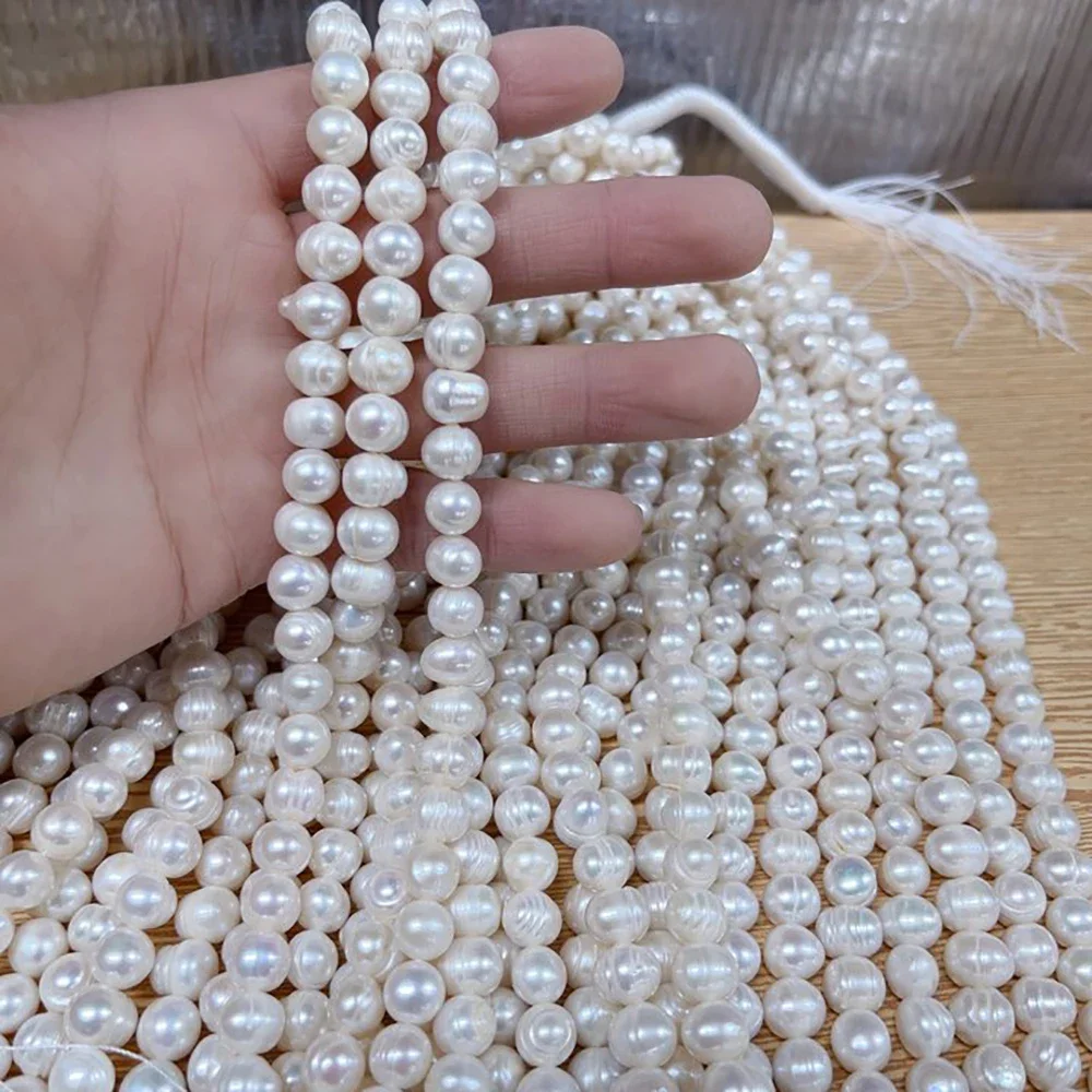 9-10mmAAA لامع رائجة البيع الخبز جولة مصنع الجملة لؤلؤ المياه العذبة الطبيعية النساء المجوهرات جعل عقد دي اي واي سوار هدية