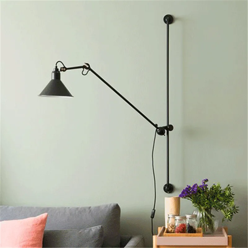 Vintage Long Swing Arm wall light Nordic Rotatable Metal Wall Lamp for Living Room Study Bedroom LED reading lamp