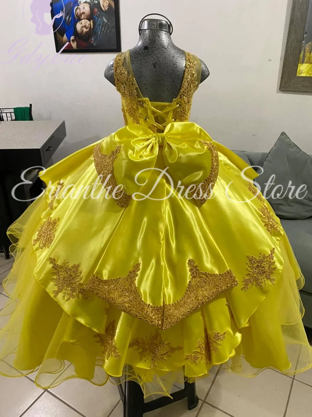 

Customized Flower Girl Dress For Wedding Tulle Puffy Applique Princess Kids Birthday Party First Communion Ball Gowns Custom