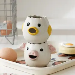 Cute Pig Ceramic Egg White Separator, Cartoon Chicken Egg Yolk Baking Eggs Liquid Filter, Kitchen Tools Cooking Accessories Gift