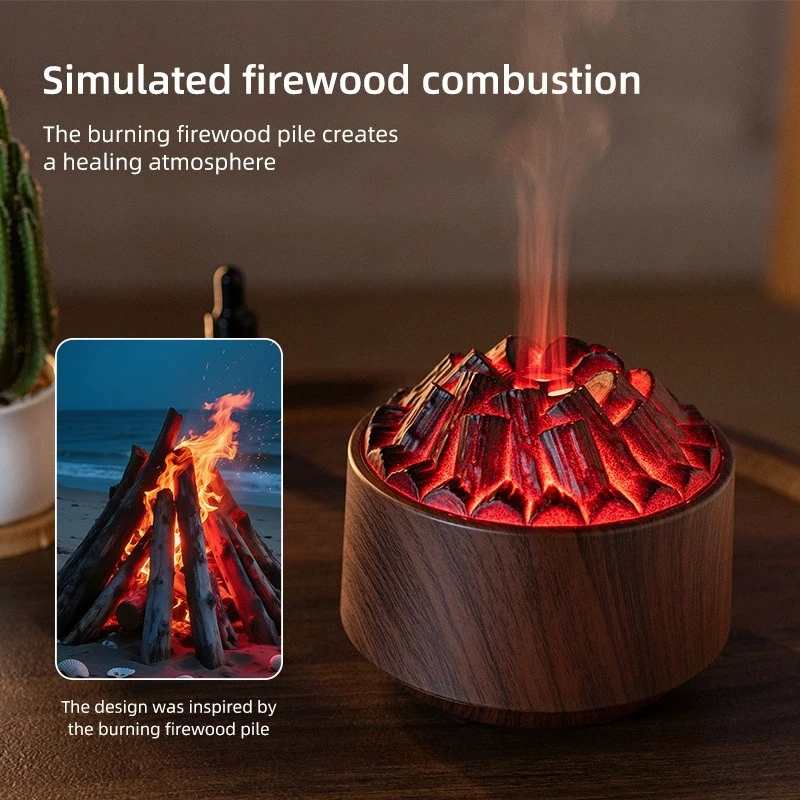 

Simulated Bonfire Humidifier Heavy Fog Essential Oil Diffuser with 7 Colors Flame Lamp for Home Room Ultrasonic Cool Mist Maker