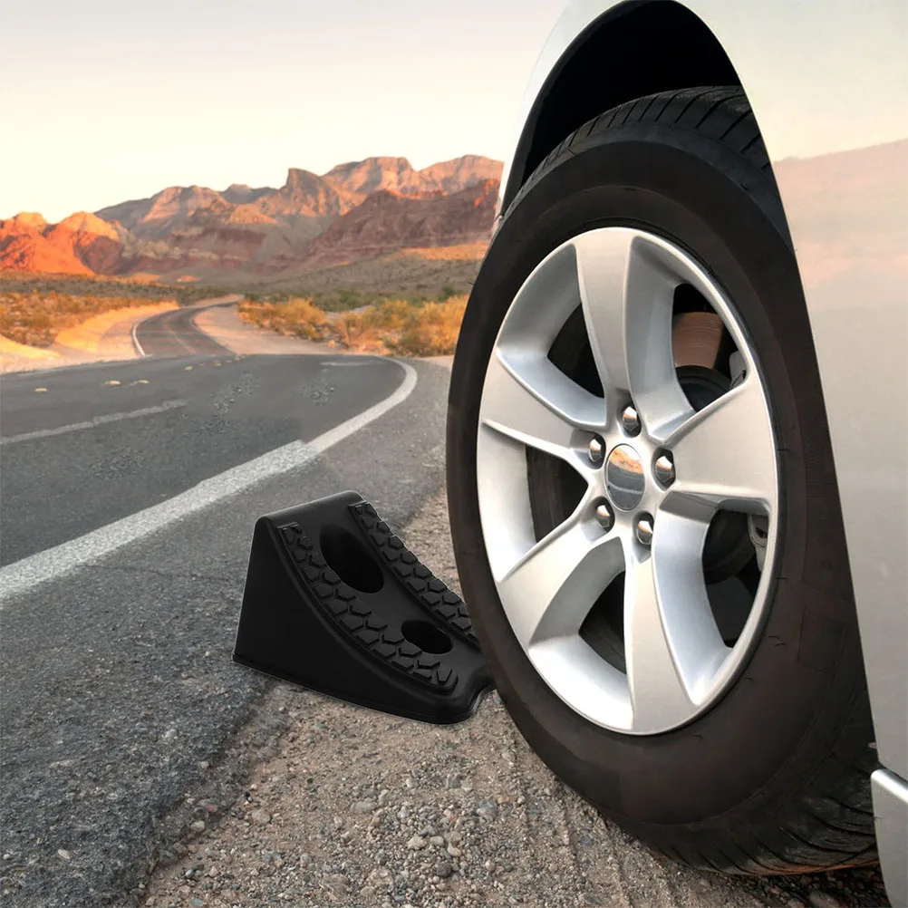 

2pcs Wheel Chocks Anti slip Car Stop Block Large Black Plastic Tire Blocks Wheel Stopper Skid Stopper Heavy Duty