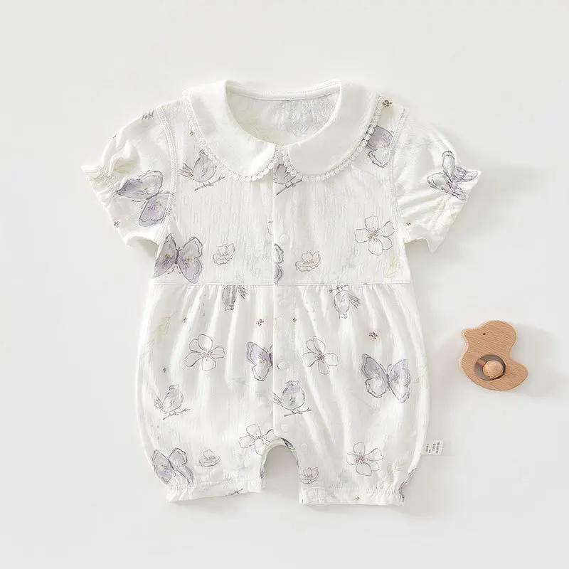 

Детский летний комбинезон с коротким рукавом, тонкий, для мальчиков и девочек, бесшовный, дышащий, для новорожденных, очень милый.