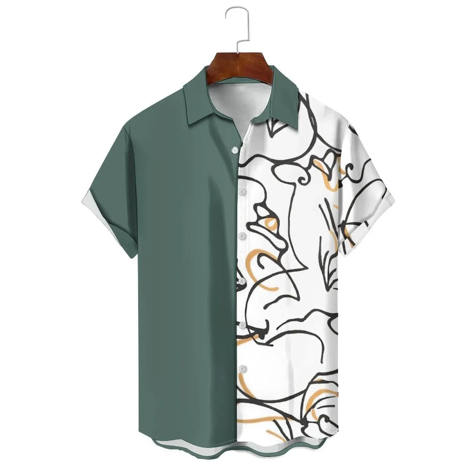 

New Trend Shirt 3D Printed Abstract Face Pattern Short Sleeve Shirt Summer Men's And Women's Fashion Simple High Sense Top