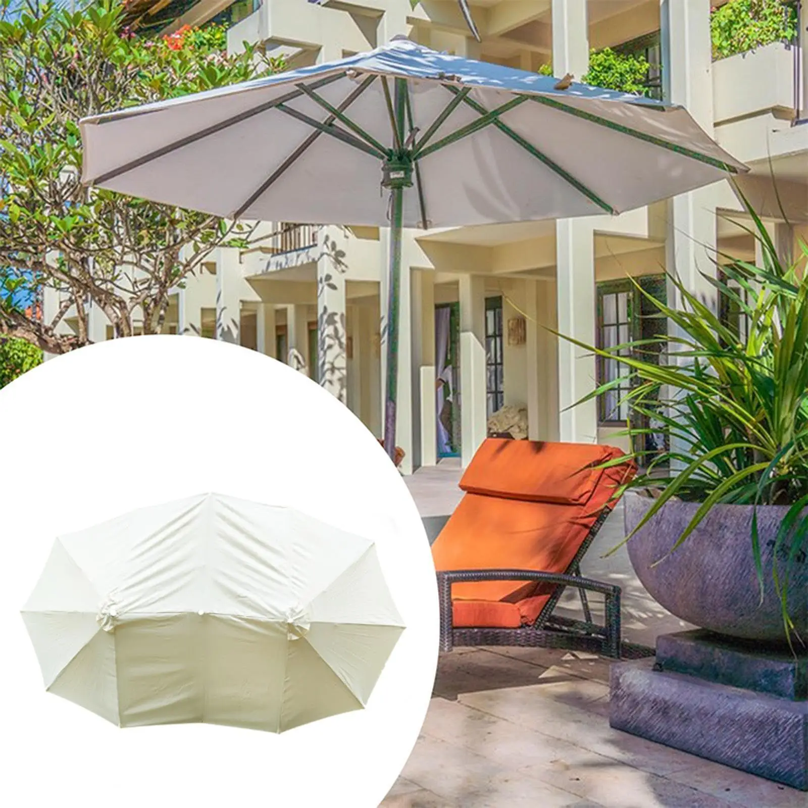 Replacement Cloth for Three Heads Umbrella Outdoor for Balcony Camping Yard