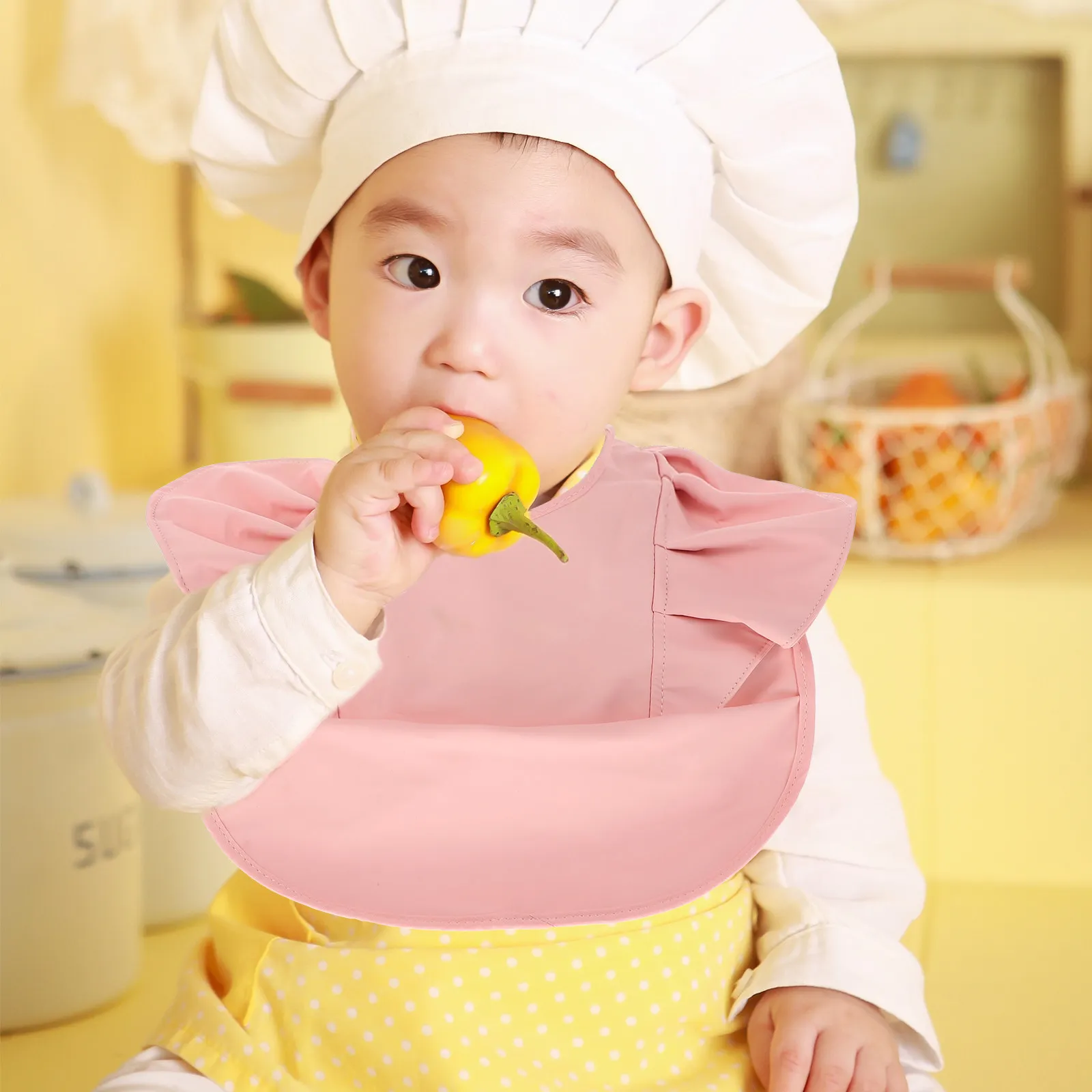 Waterproof Baby Bib for Drooling & Teething – Reusable Washable Non-Woven Lace Feeding Bib for Toddlers