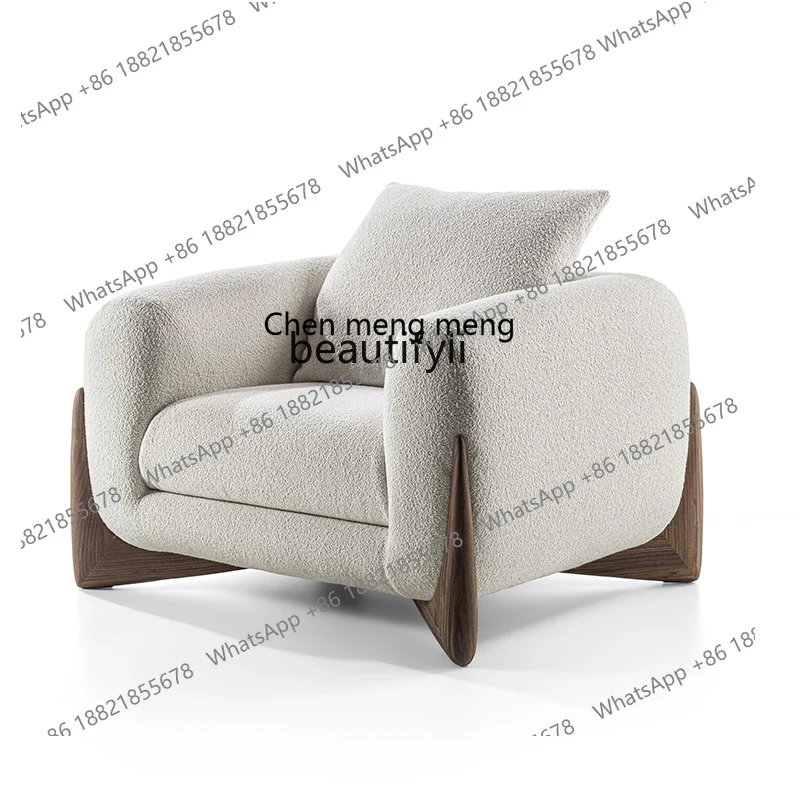 

Cream Style Lambswool Fabric Single-Seat Sofa Chair Simple Small Apartment Living Room Light Luxury Silent Style Designer
