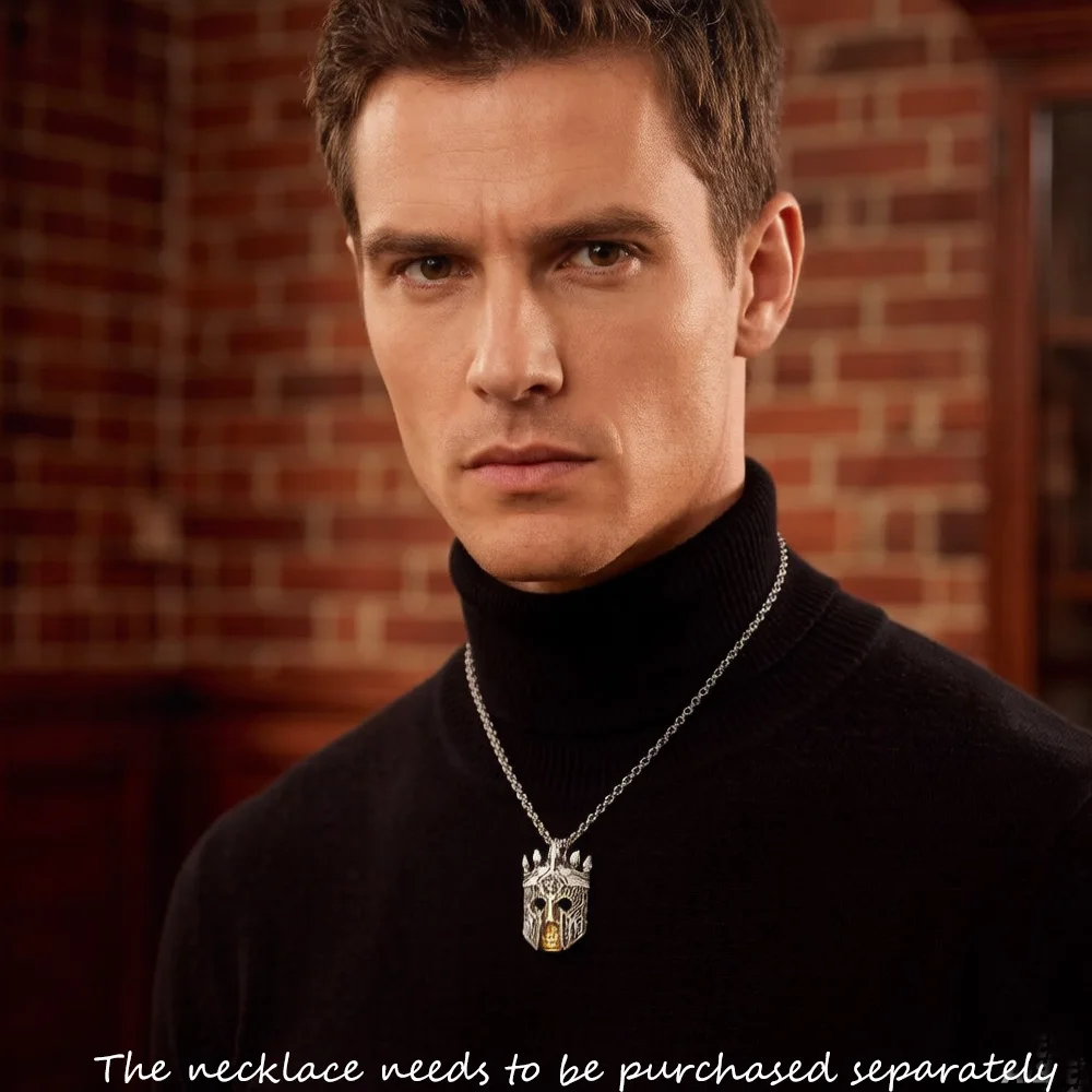 Pendant Skull Knight Brand New Vintage Fine Jewelry Europe 925 Sterling Silver Accessories Rebel Gift For Women Men
