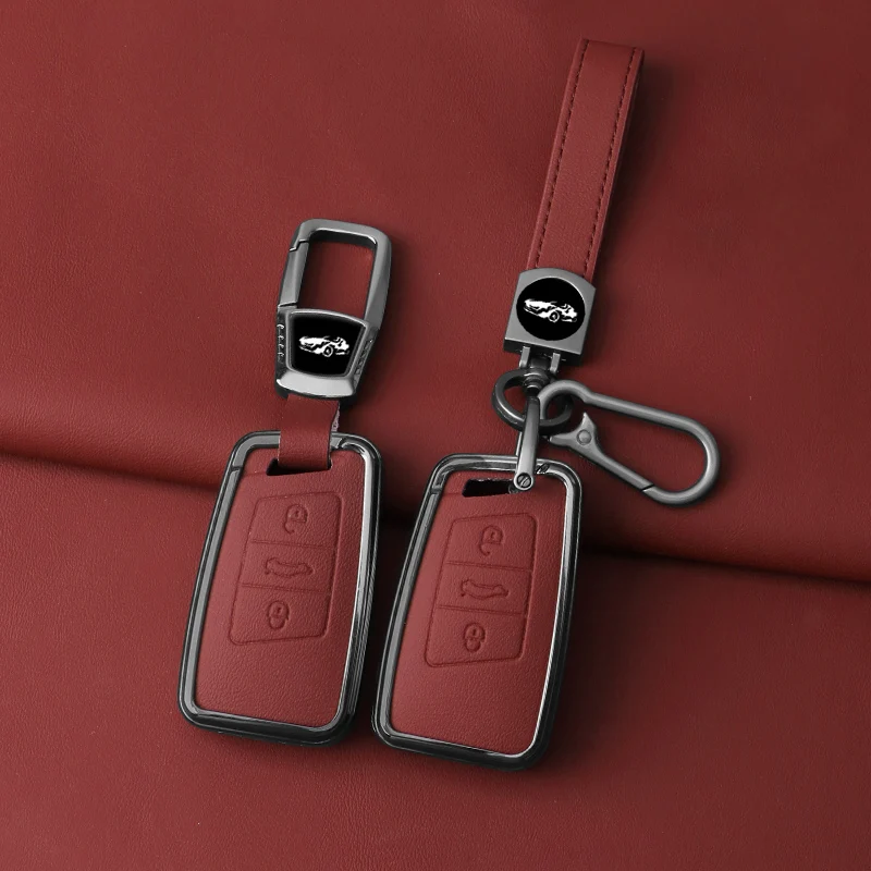 Leather Zinc alloy Car Key Case For Volkswagen VW Magotan Passat B8 Golf For Skoda Superb A7 Smart 3 Buttons Auto Decoration