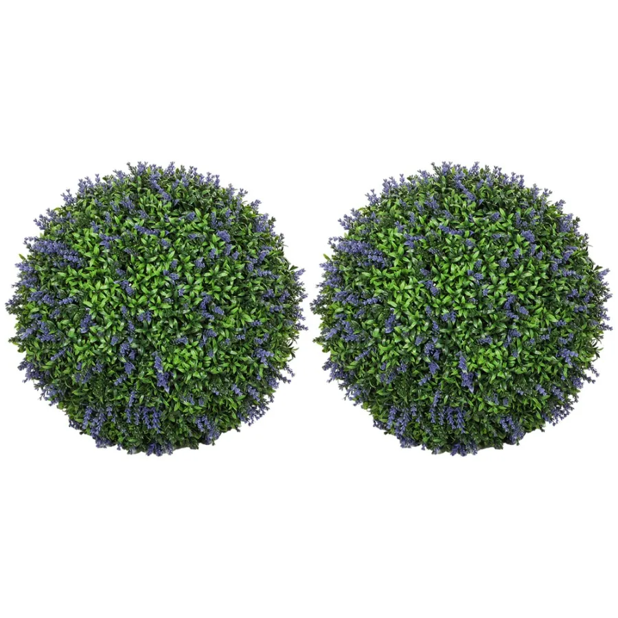 

HOMCOM 2 PCS 16.5 Topiary Balls Lavender Topiary Plants Faux Topiaries Indoor Outdoor Fake Plants for Home Dr