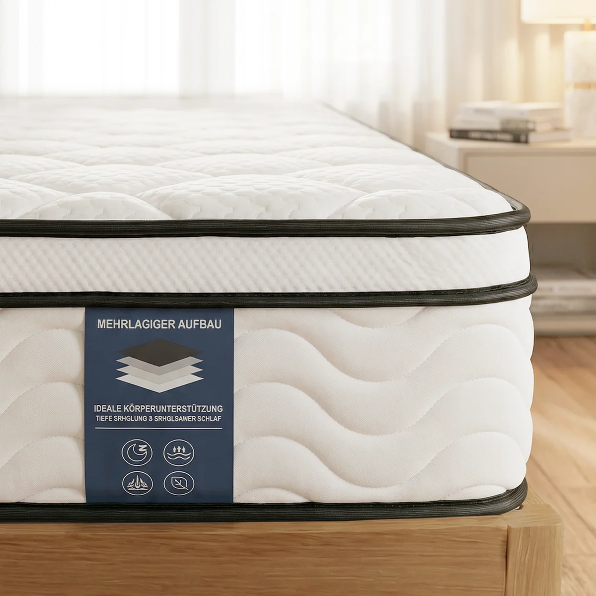 SKSBTF Pocketveringmatras 90/120/140x200x25cm Traagschuimmatrassen Volwassenen Slaapmatras 7-Zone Ondersteuning Eenpersoons Slaapkamermatras