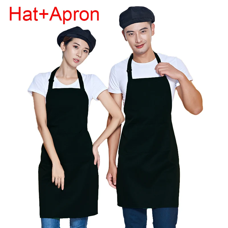 防汚キッチンエプロン ベレー帽 作業服 シェフエプロン グリル用コックキャップ レストラン バーショップ カフェ 美容ネイル 家庭用