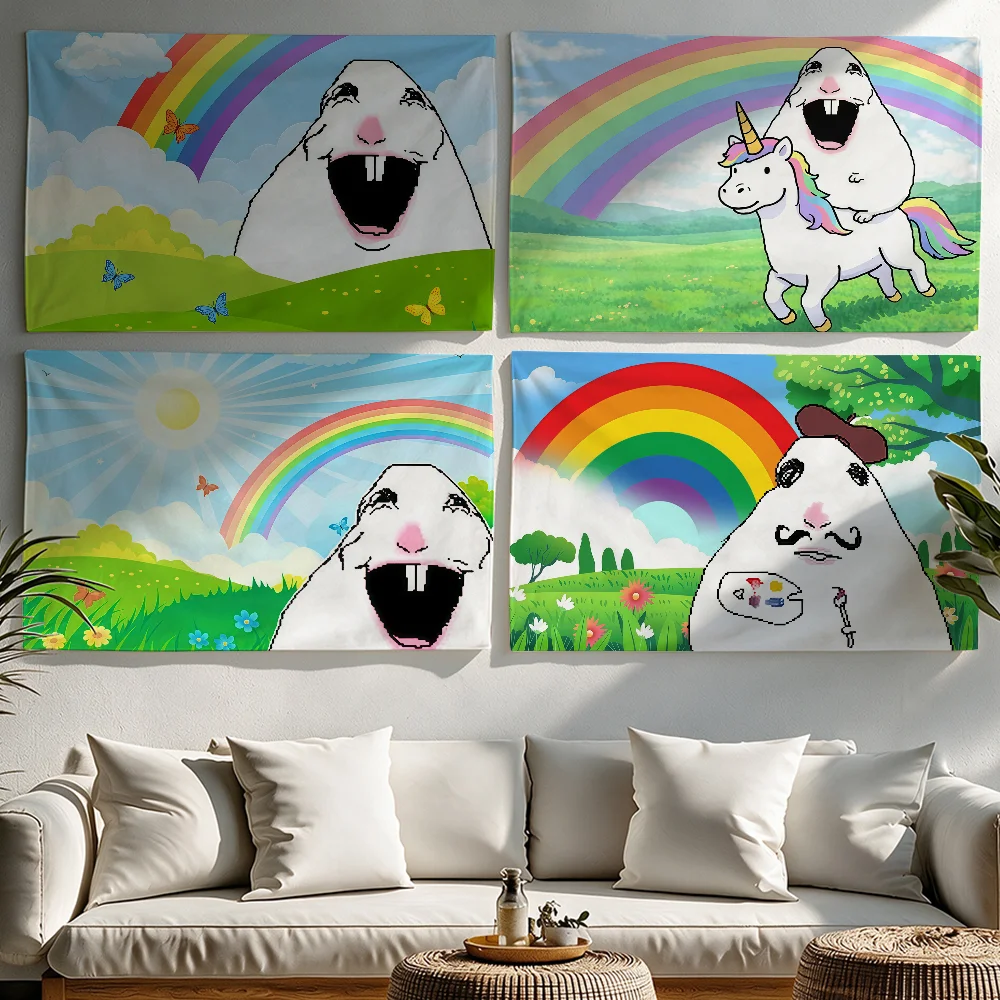 Hamster Meme Sun Shines flag Tapestries Outdoor Parties Bedrooms Living Rooms Dorm Rooms Wall Decor Banners Gifts