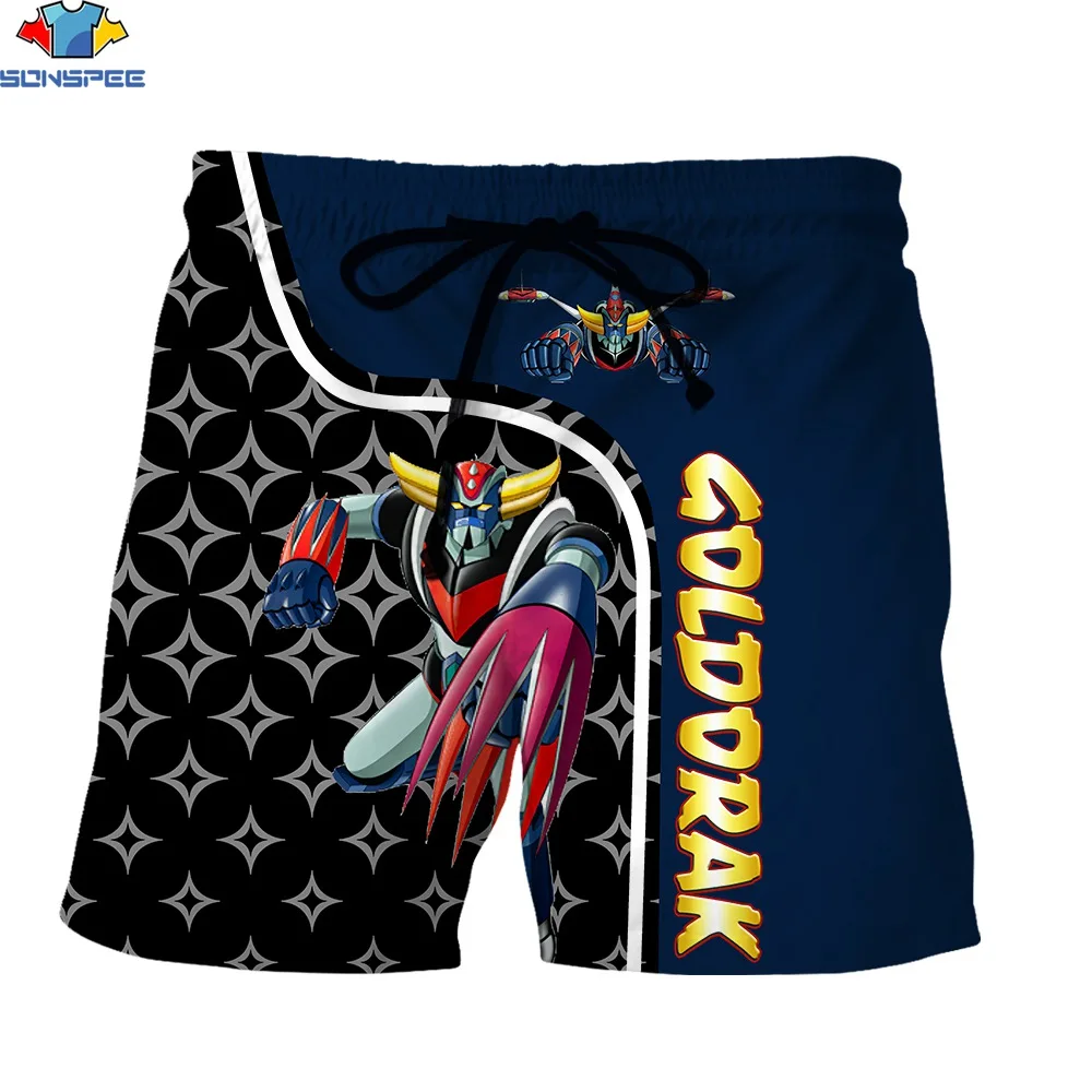 SONSPEE 3D Print Anime Shorts Summer Men's Mazinger Z Robot Cartoon Animation Cargo Short Casual Street Harajuku Cool Sweatpants