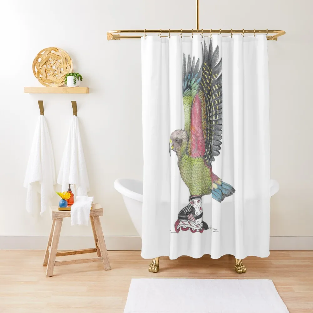 

Kea Parrot on Inline skates Shower Curtain Bathroom Fabric Modern Showers For Bathroom Waterproof Shower Curtain
