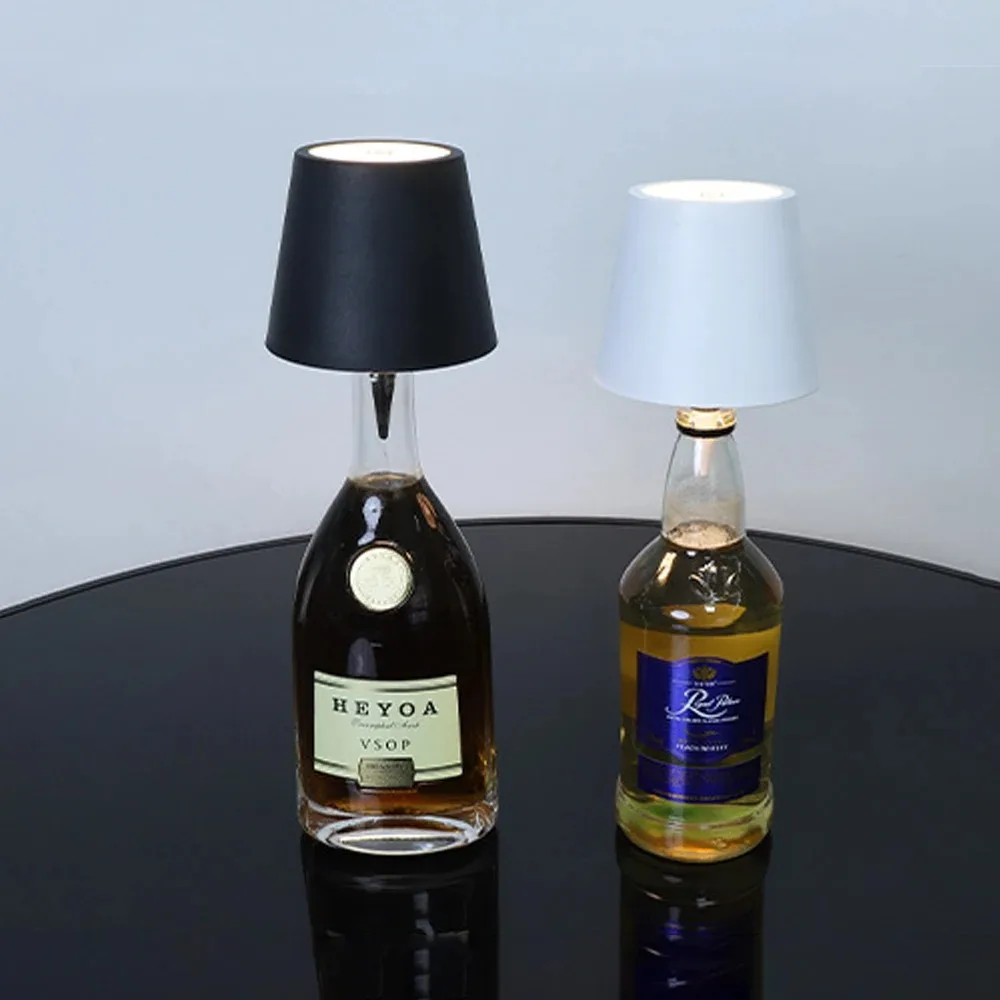 Wireless Table Lamp LED Wine Bottle Base Rechargeable Vases Light Touch Switch Bar Dining Lamp