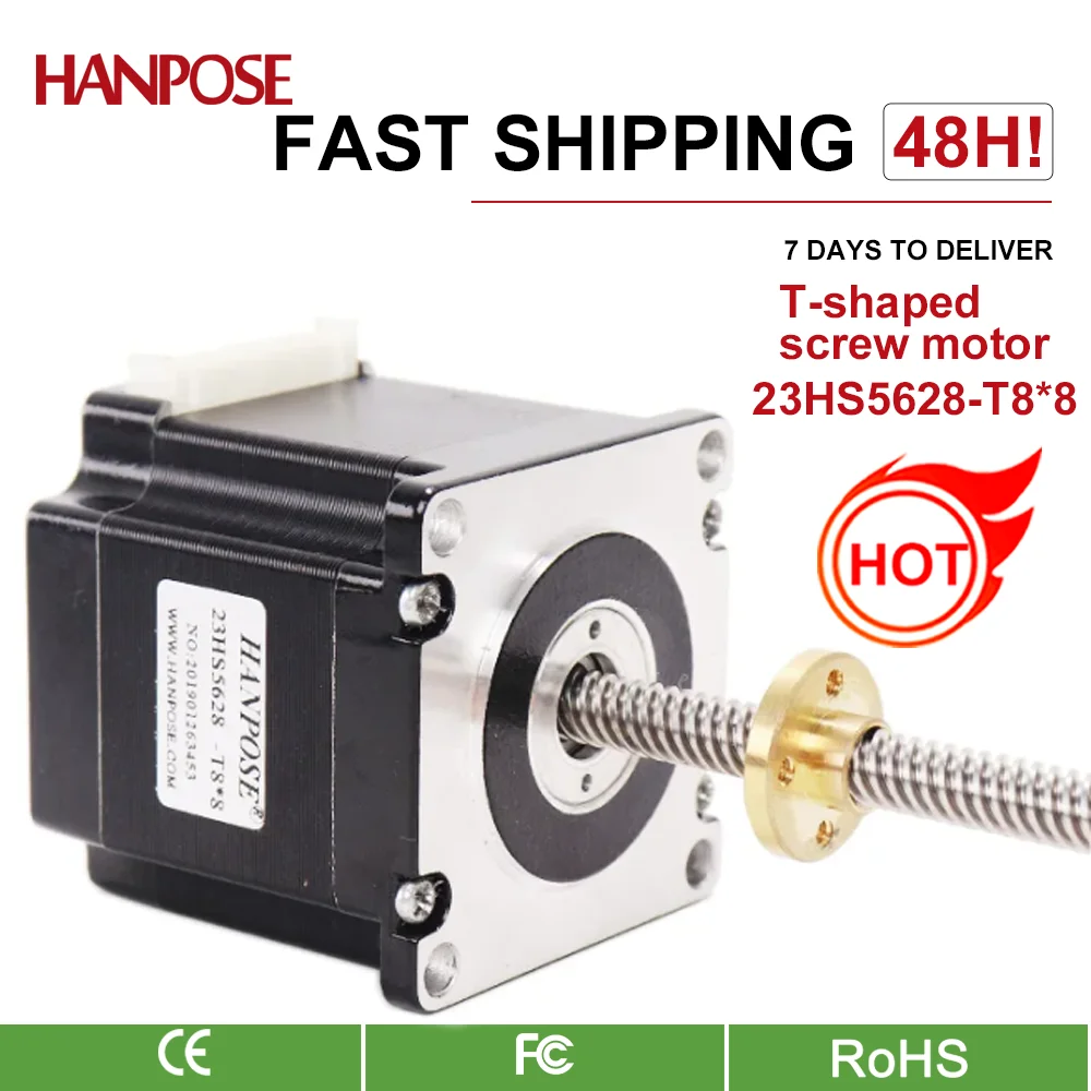 hanpose nema23 stepper motor 126N.cm 23HS5628-T8*8 100-300mm Copper nut 3D Printer Monitor Equipment lead Screw stepper motor