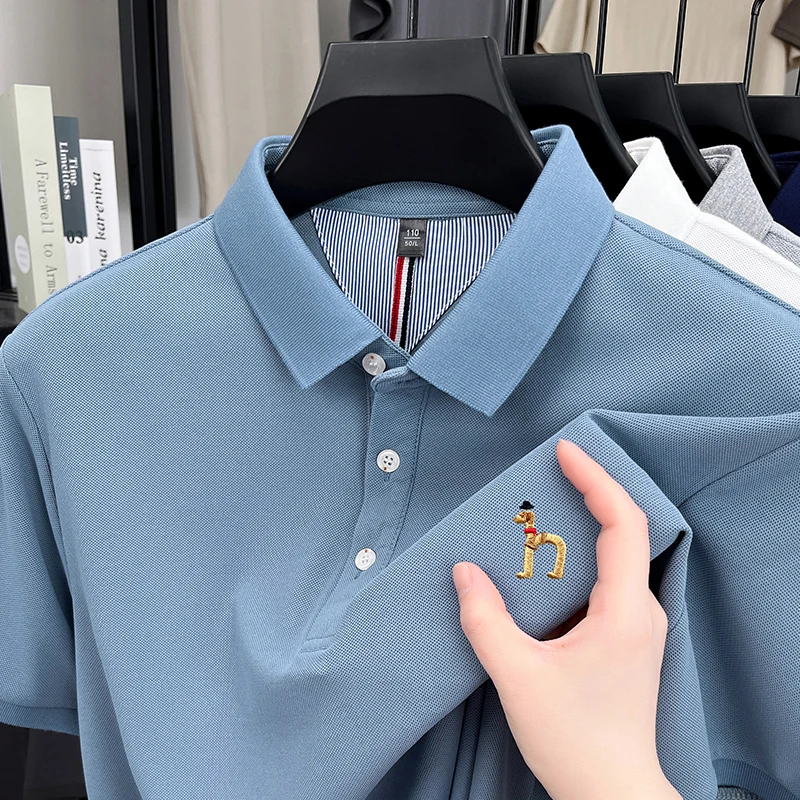 Brand Design Men's Polo Shirt Lapel Short Sleeve T-Shirt Summer New Exquisite Dog Embroider Fashion Business Handsome Men's Wear view 3
