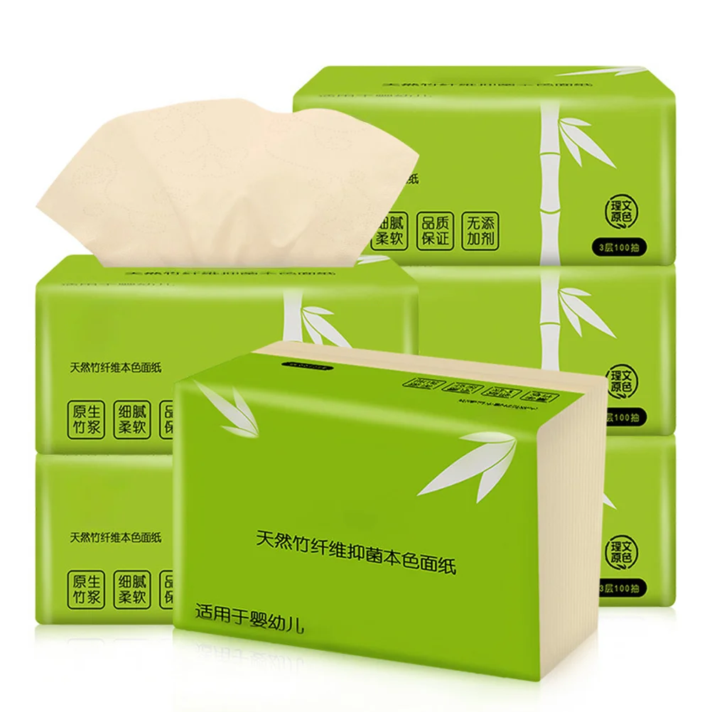 6 Bags Bamboo Pulp Paper Towels Extractable Toilet Tissue For Home Kitchen Restaurant Hygiene Dispenser Use Unbleached Napkin