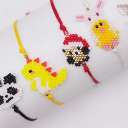 ZHONGVI Miyuki Beaded Bracelet For Kids Cute Animal Dinosaur Panda Design Bracelets Pulsera Fashion Boho Jewelry For Girl Gifts