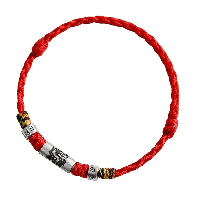 2025 New Year of the Snake Zodiac Red String Bracelet Hand Braided Lucky Bead Unisex Benmingnian Gift
