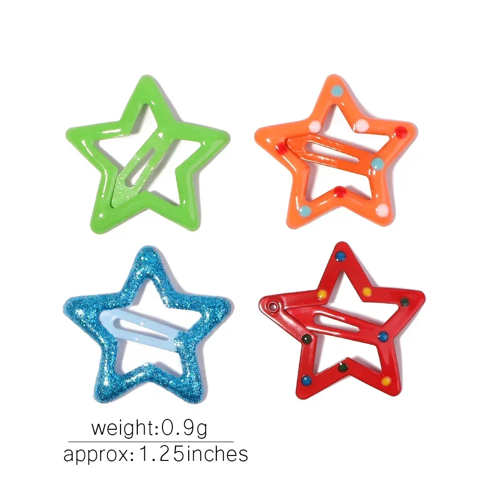 10Pcs/set Colorful Star Hair Clips for Baby Girl Glitter Metal Snap BB Clip Hairpin Headwear Boutique Hairclip Child Accessories