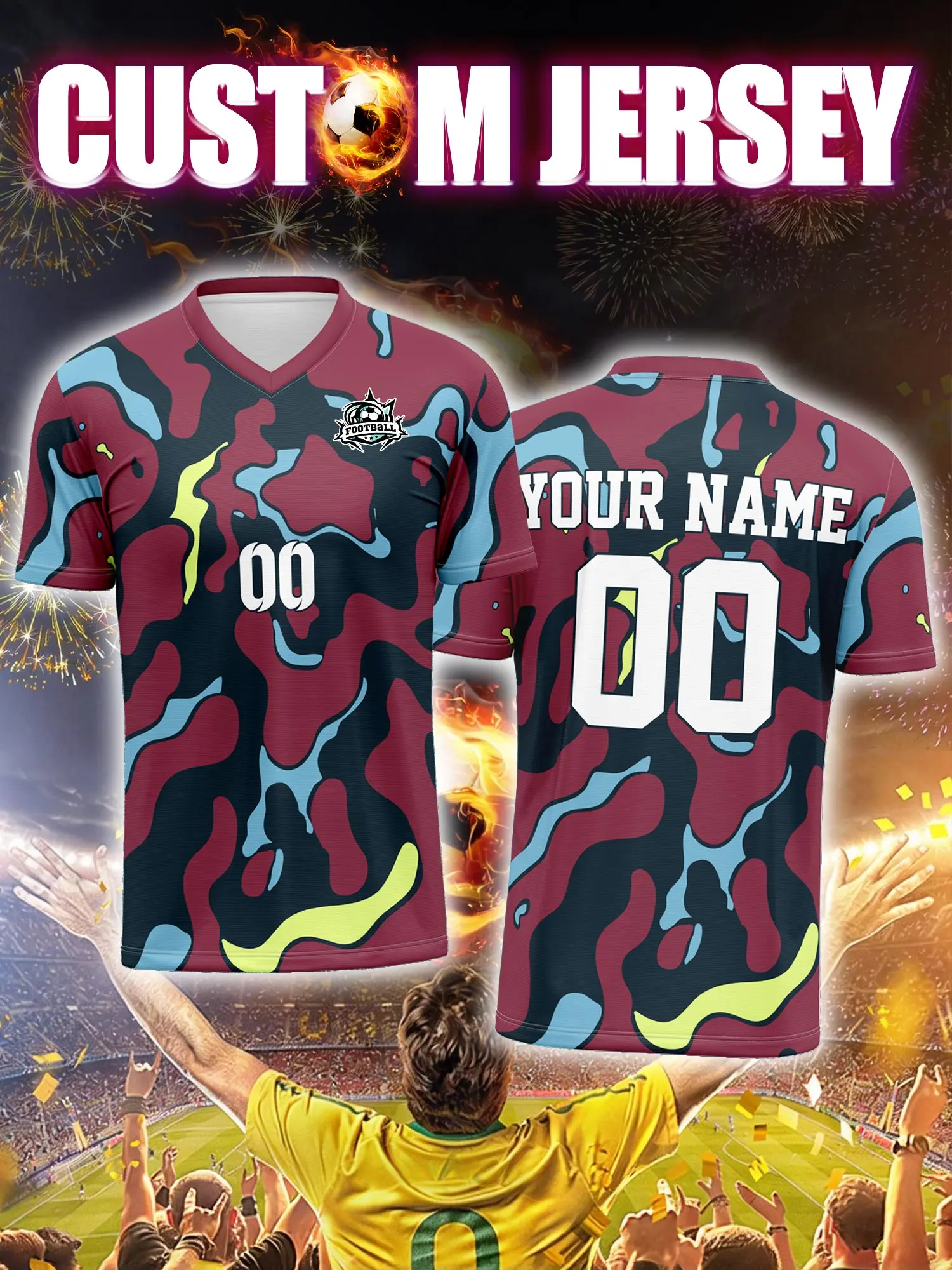 

Футбольная форма на заказ с индивидуальным изображением, номером и именем, униформа для лиговых турниров и чемпионатов.