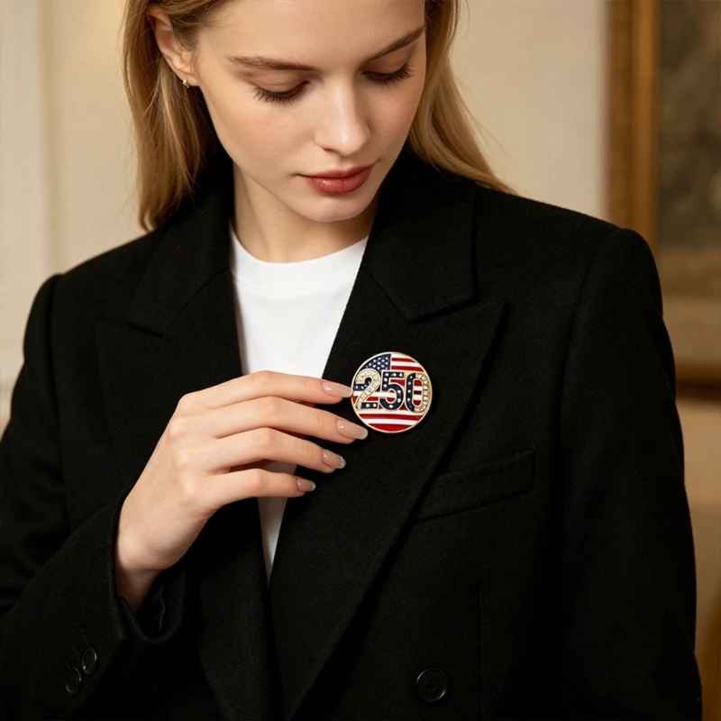 Historic American Independence Brooch With Classical Flag Motifs Unisex Festival Lapel Pin Multipurpose Flag Brooch E0BF