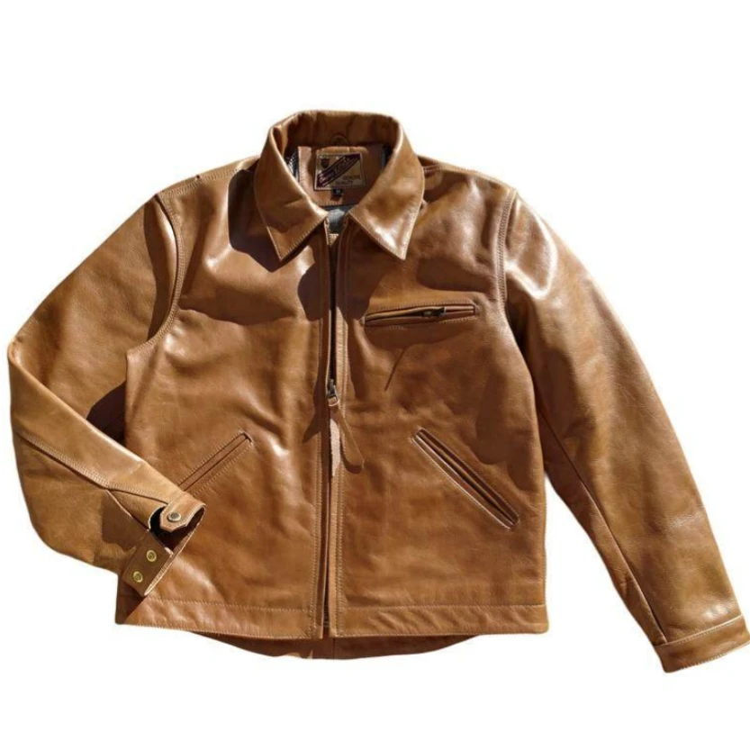 Detroit Style Italian Cowhide Amekaji American Retro Workwear Genuine Leather Jacket for Men over SIZE 5XL
