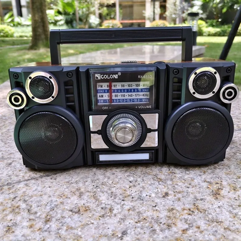 빈티지 RX-65SD 솔라 라디오 블루투스 스피커 휴대용 야외 다기능 카드 스피커 TWS AM FM SW 3 밴드 라디오 고출력